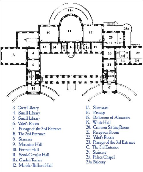Alexander Palace Parade Halls Map